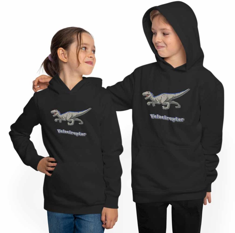 Children's Hoodie Hooded Sweatshirt - Velociraptor i64